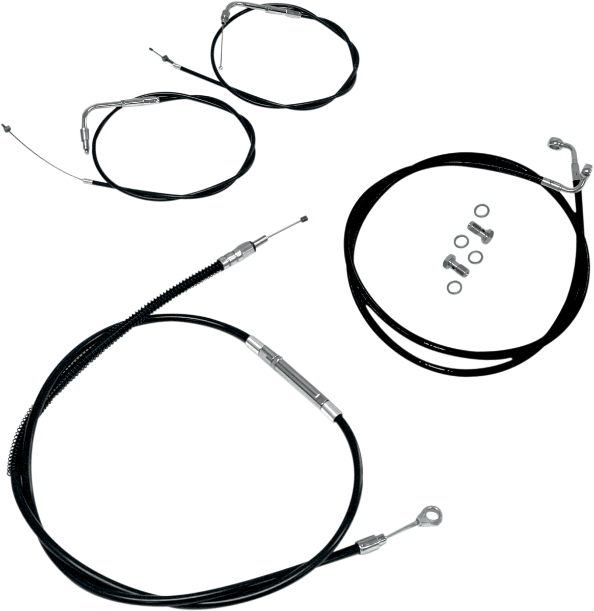 Handlebar Cable/Brake Line Kit - 15" - 17" Ape Hanger Handlebars - Black Vinyl