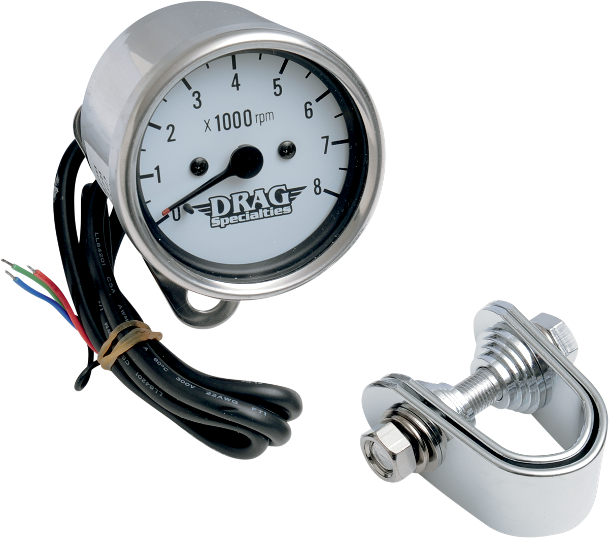 2.4" Mini Electronic 8000 RPM Tachometer - Chrome Housing - White Face