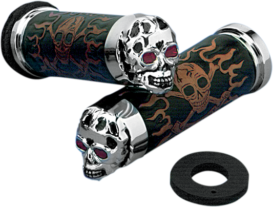 Puños Skull Red Eyes de 1"- Cromo