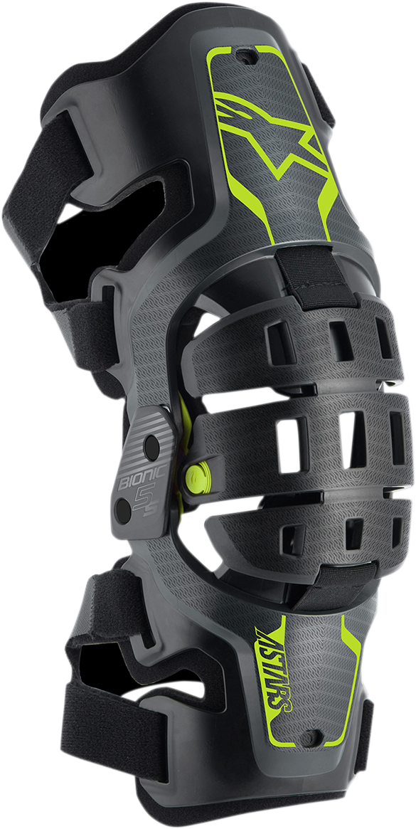 Youth Bionic 5S Knee Braces - Black/Anthracite/Yellow Fluo