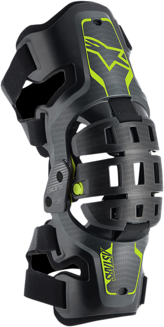 Youth Bionic 5S Knee Braces - Black/Anthracite/Yellow Fluo