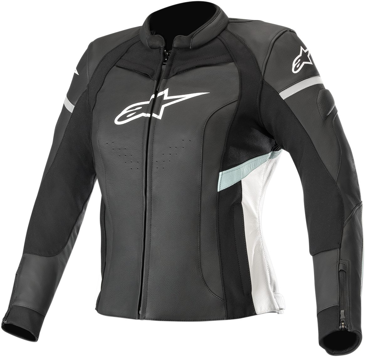 Stella Kira Leather Jacket - Black/White/Teal - US 2 / EU 38