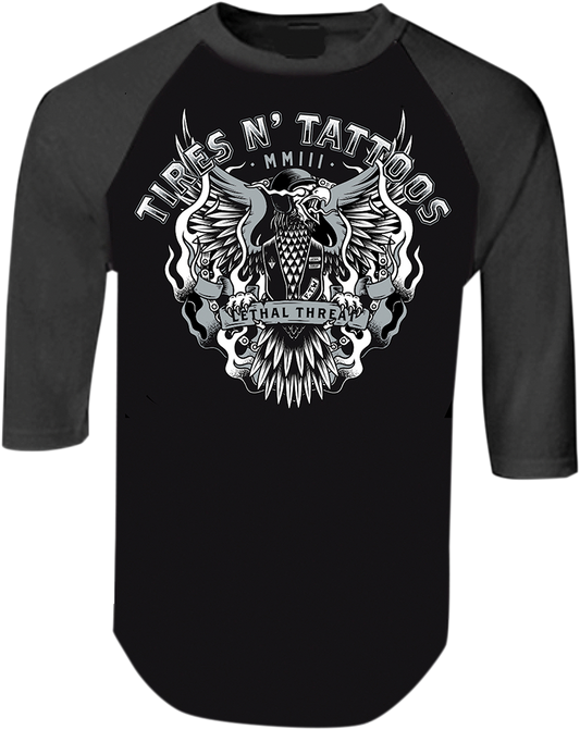 Tires N Tattoos Raglan T-Shirt - Gray/Black - XL