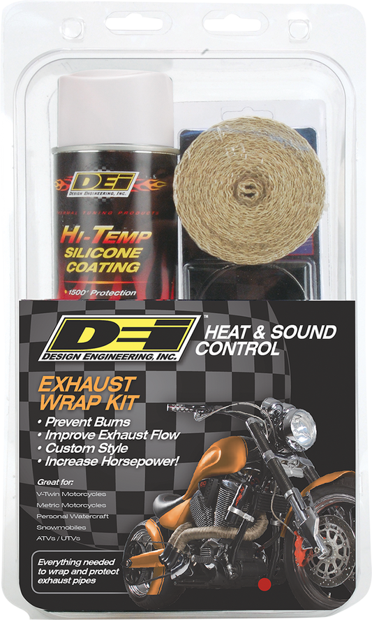 Exhaust Wrap Kit - Tan Wrap w/ White HT Silicone Coating
