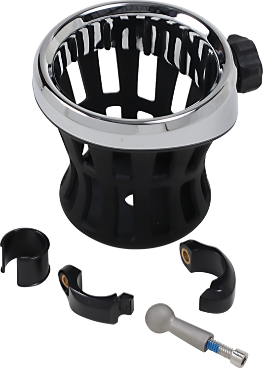 Drink Holder -  Handlebar Mount - Chrome/Black