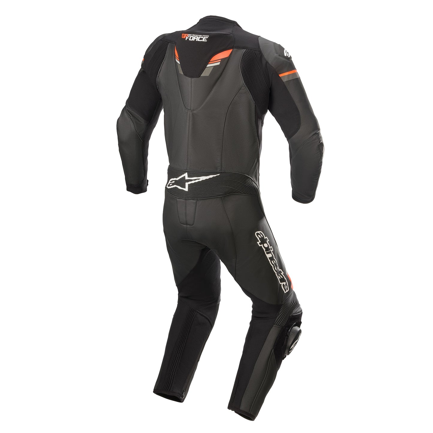 Traje de piel de una pieza Alpinestars GP Force Chaser negro/rojo fluorescente