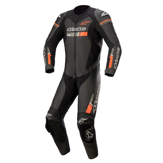 Traje de piel de una pieza Alpinestars GP Force Chaser negro/rojo fluorescente