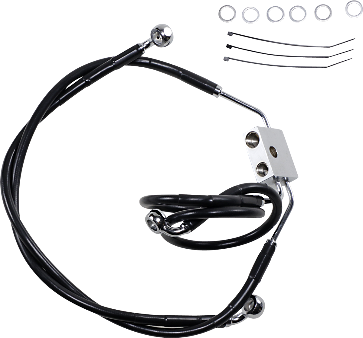 Brake Line - Front - Black - +4" - FXDF '12-'17
