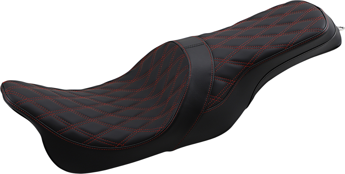 Forward Positioned Predator 2-Up Seat - Double Diamond - Red Stitched