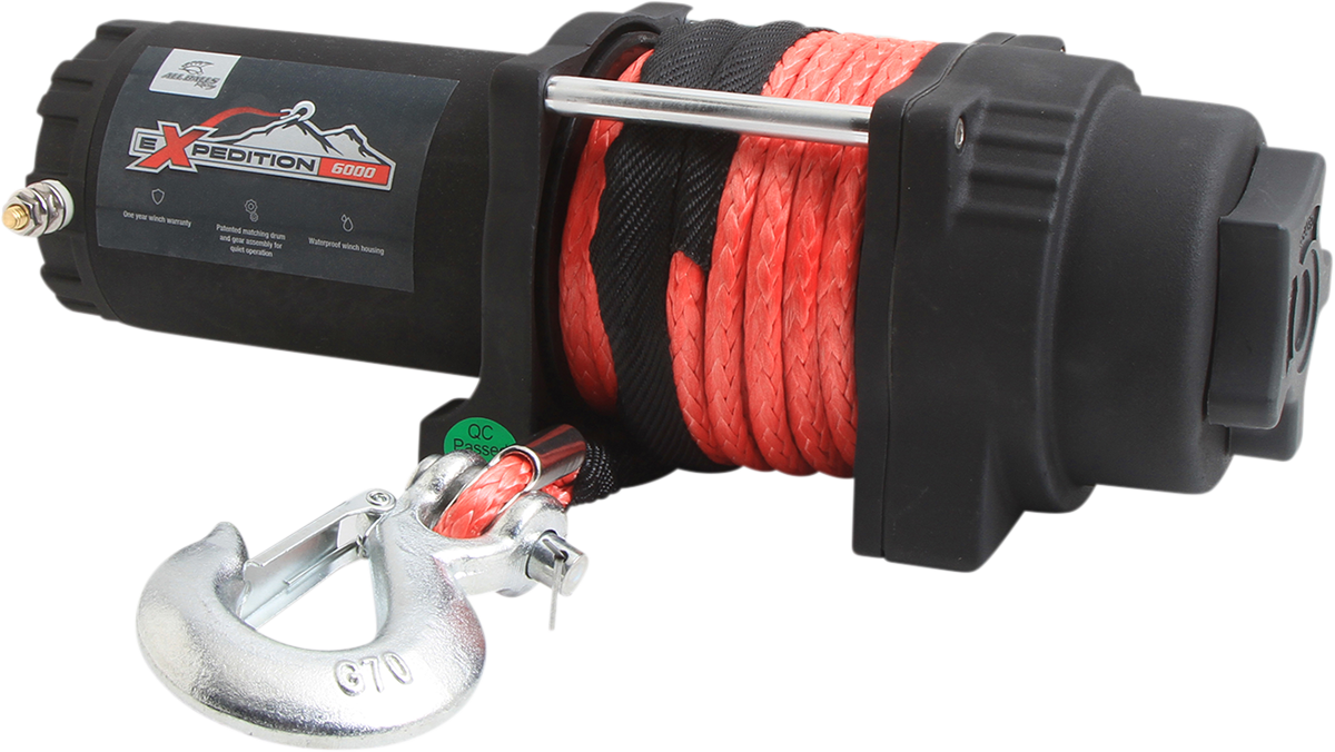 Winch - 6000 LB - Synthetic Rope - 4 Bolt