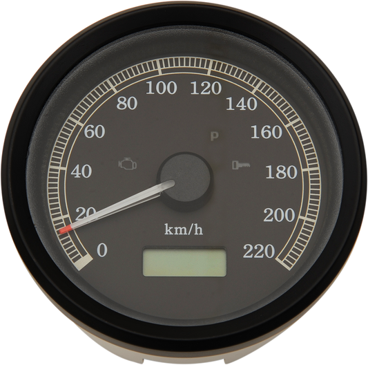 3-3/8" KM/H Programmable Electronic Speedometer - Black Bezel - Black Face