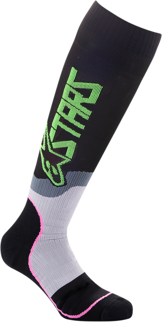 Calcetas Alpinestars MX Plus 2 - Negro/Gris/Rosa