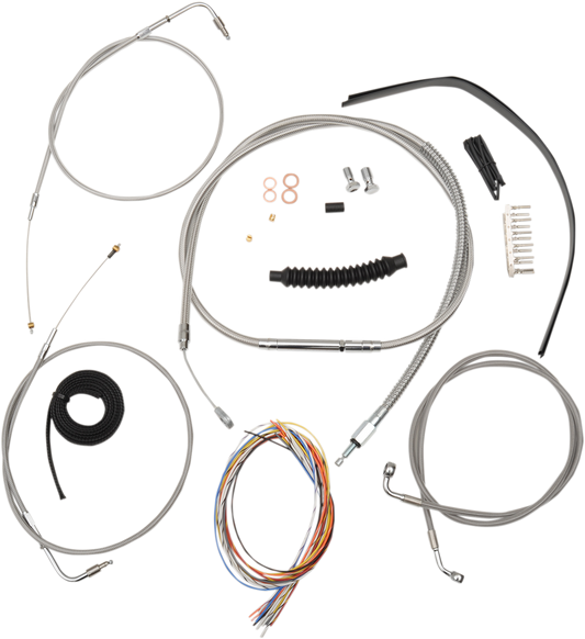 Handlebar Cable/Brake Line Kit - Complete - 15" - 17" Ape Hanger Handlebars - Stainless