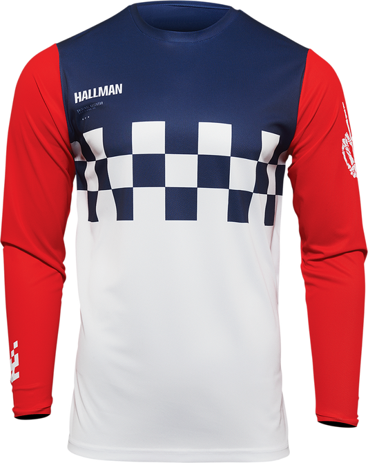 Hallman Differ Cheq Jersey - White/Red/Blue - 3XL