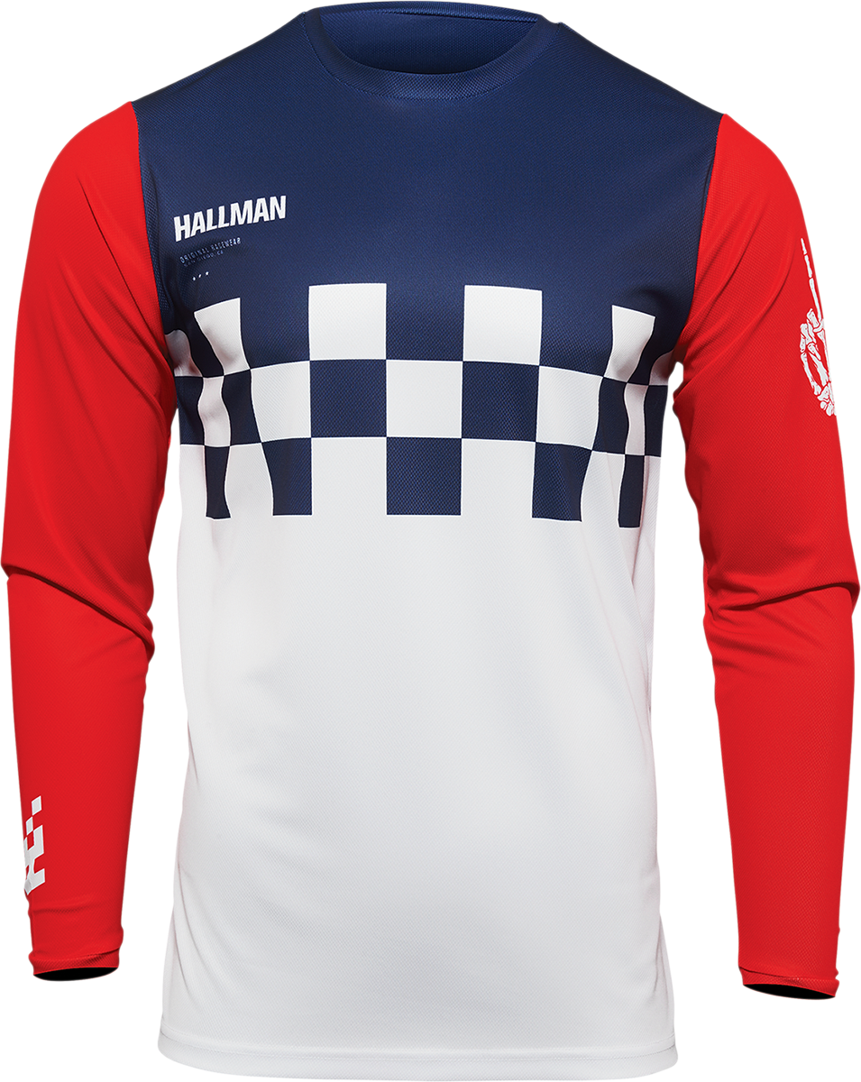 Hallman Differ Cheq Jersey - White/Red/Blue - Medium