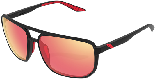 Konnor Aviator Sunglasses - Square - Black - Red Mirror