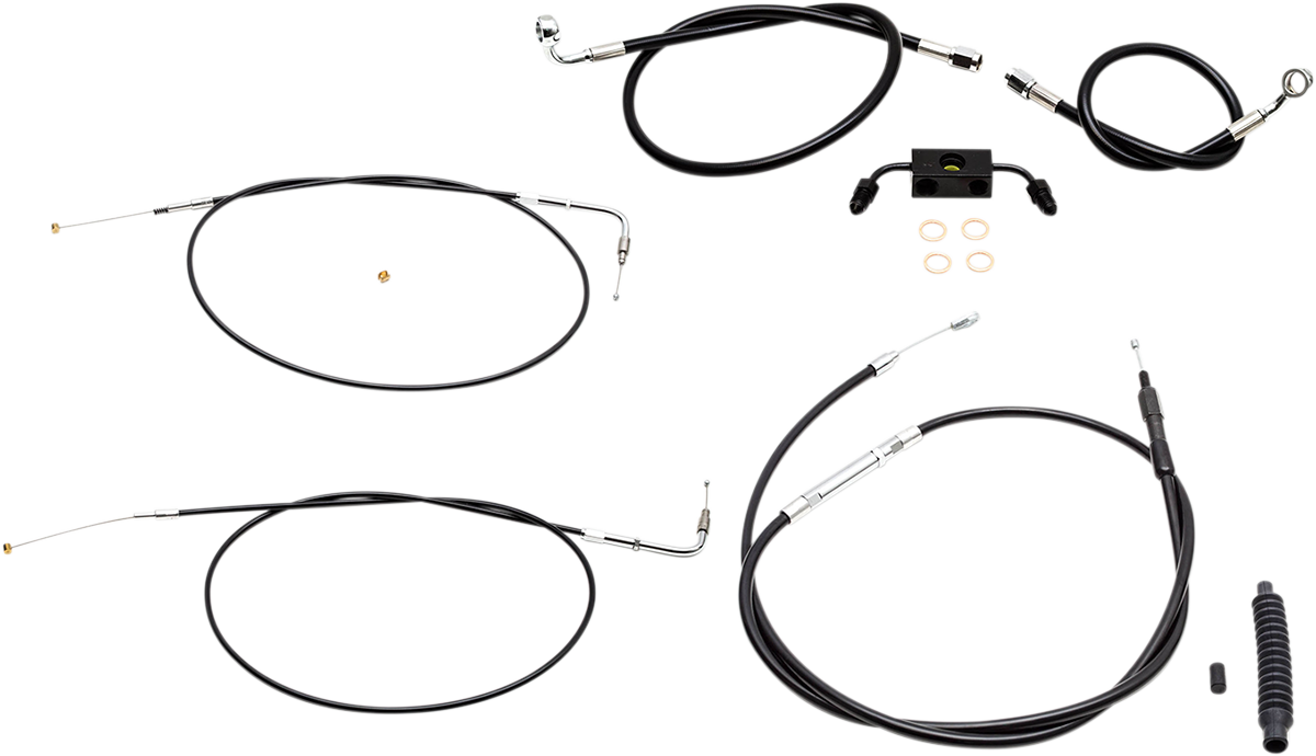 Handlebar Cable/Brake Line Kit - Mini Ape Hanger Handlebars - Black Vinyl