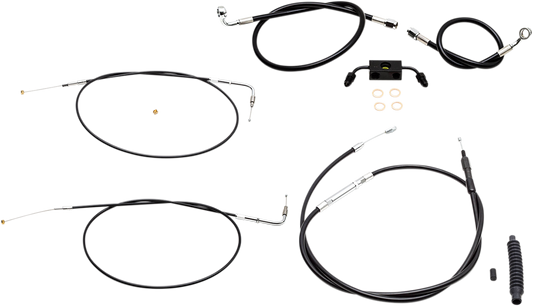 Handlebar Cable/Brake Line Kit - 15" - 17" Ape Hanger Handlebars - Black Vinyl