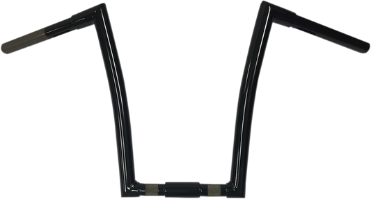 Black 1-1/4" Springer Style Strip Handlebar With 14" Rise