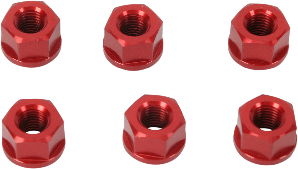 Aluminum Sprocket Nuts - Red - 10 mm