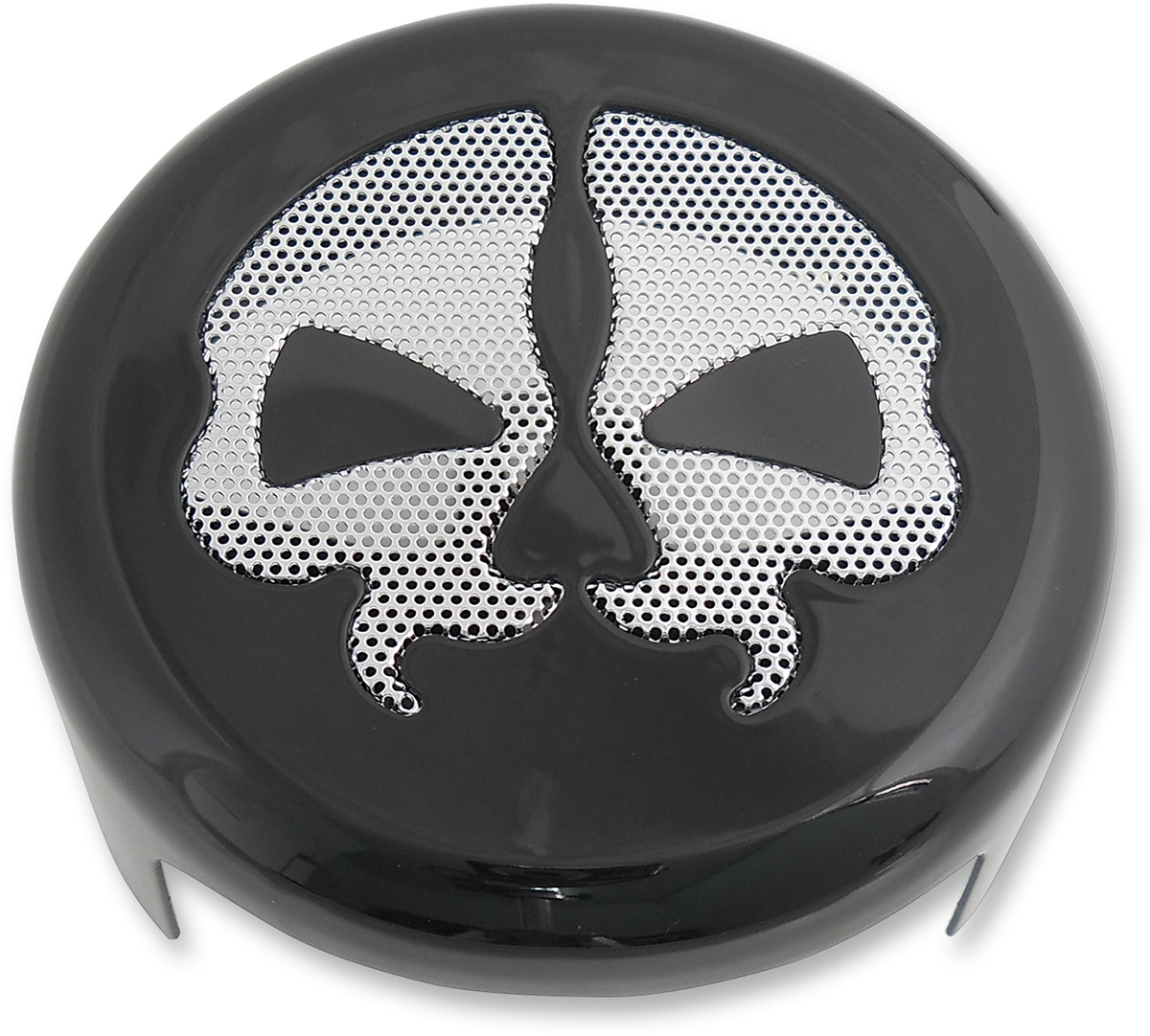 Horn Cover - Black with Chrome Skull