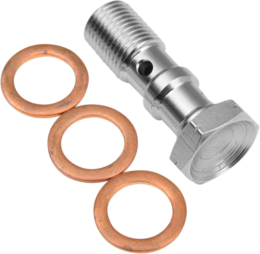 Banjo Bolt - 10 mm x 1 mm - Double - Chrome