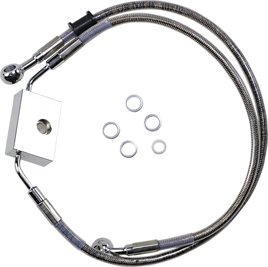 Brake Line - Front - +4" - Stainless Steel - XL