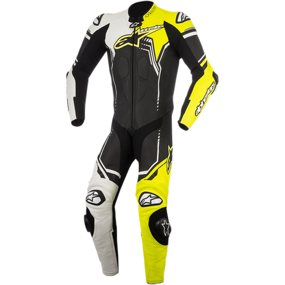 Traje de piel de una pieza Alpinestars GP Plus v2 negro/blanco/amarillo fluo