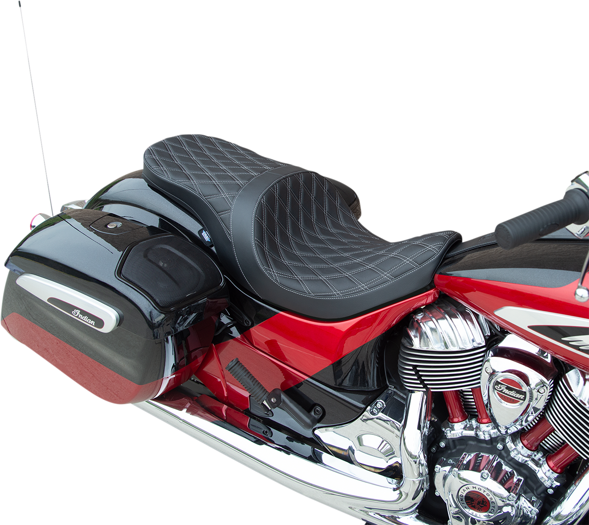 Low Profile Touring Seat - Double Diamond - Silver - Solar Reflective Leather