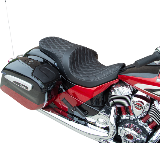 Low Profile Touring Seat - Double Diamond - Silver - Solar Reflective Leather