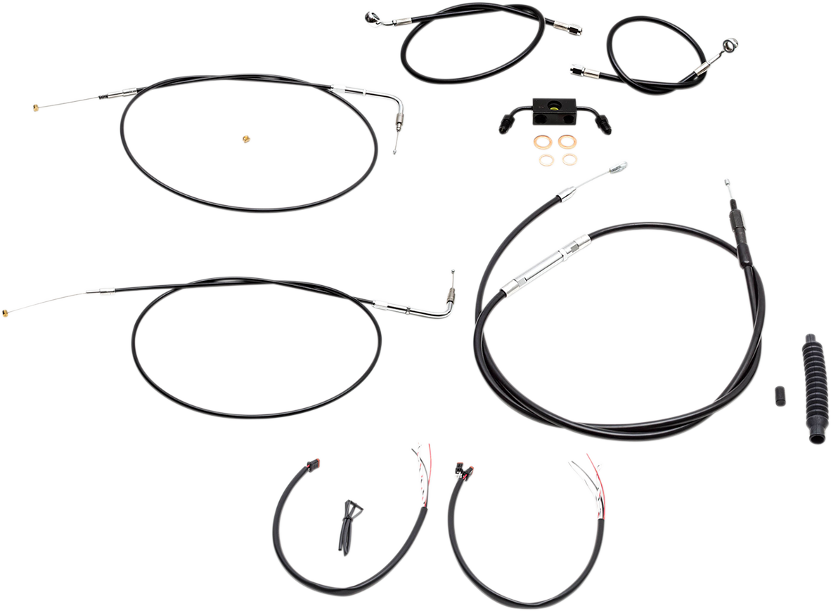 Handlebar Cable/Brake Line Kit - Complete - 18" - 20" Ape Hanger Handlebars - Black Vinyl
