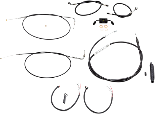 Handlebar Cable/Brake Line Kit - Complete - 15" - 17" Ape Hanger Handlebars - Black Vinyl