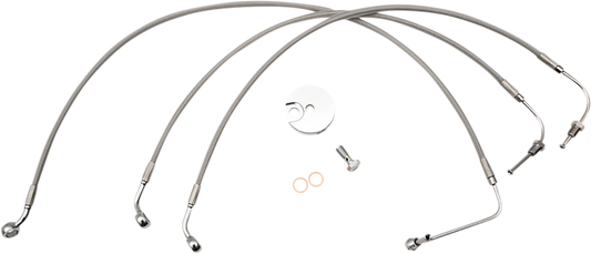 Brake Lines - 15" - 17" Ape Hanger Handlebars - Stainless Steel