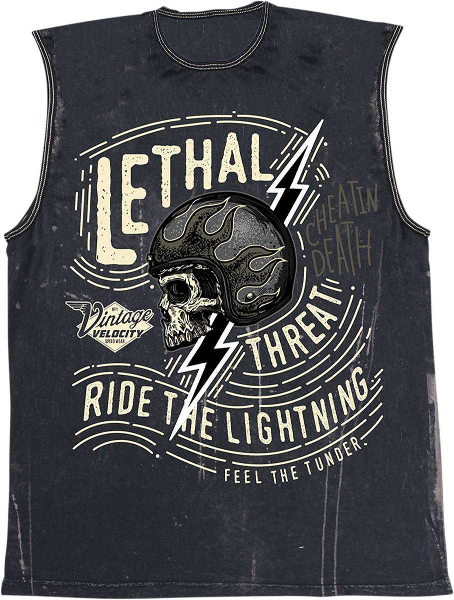 Ride the Lightning Tank Top - Navy - Medium