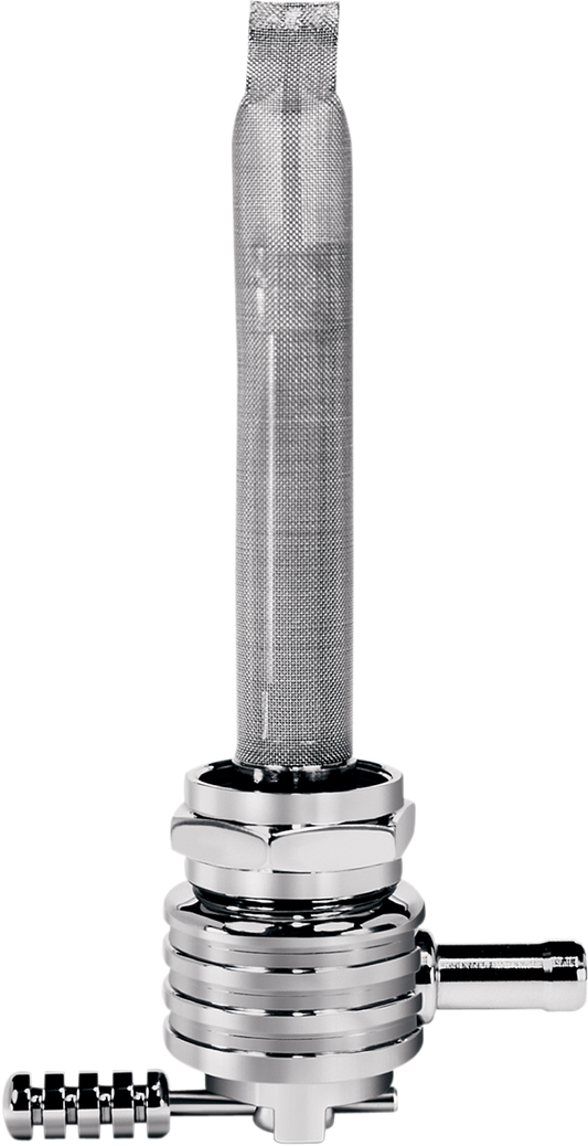 Fuel Valve - Finned Chrome - 22mm - Round