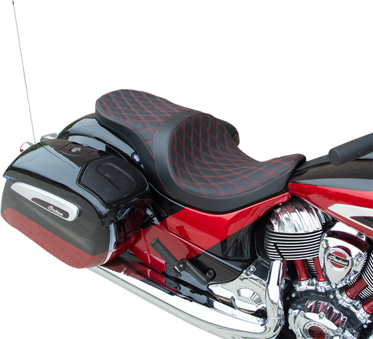 Low Profile Touring Seat - Double Diamond - Red - Solar Reflective Leather