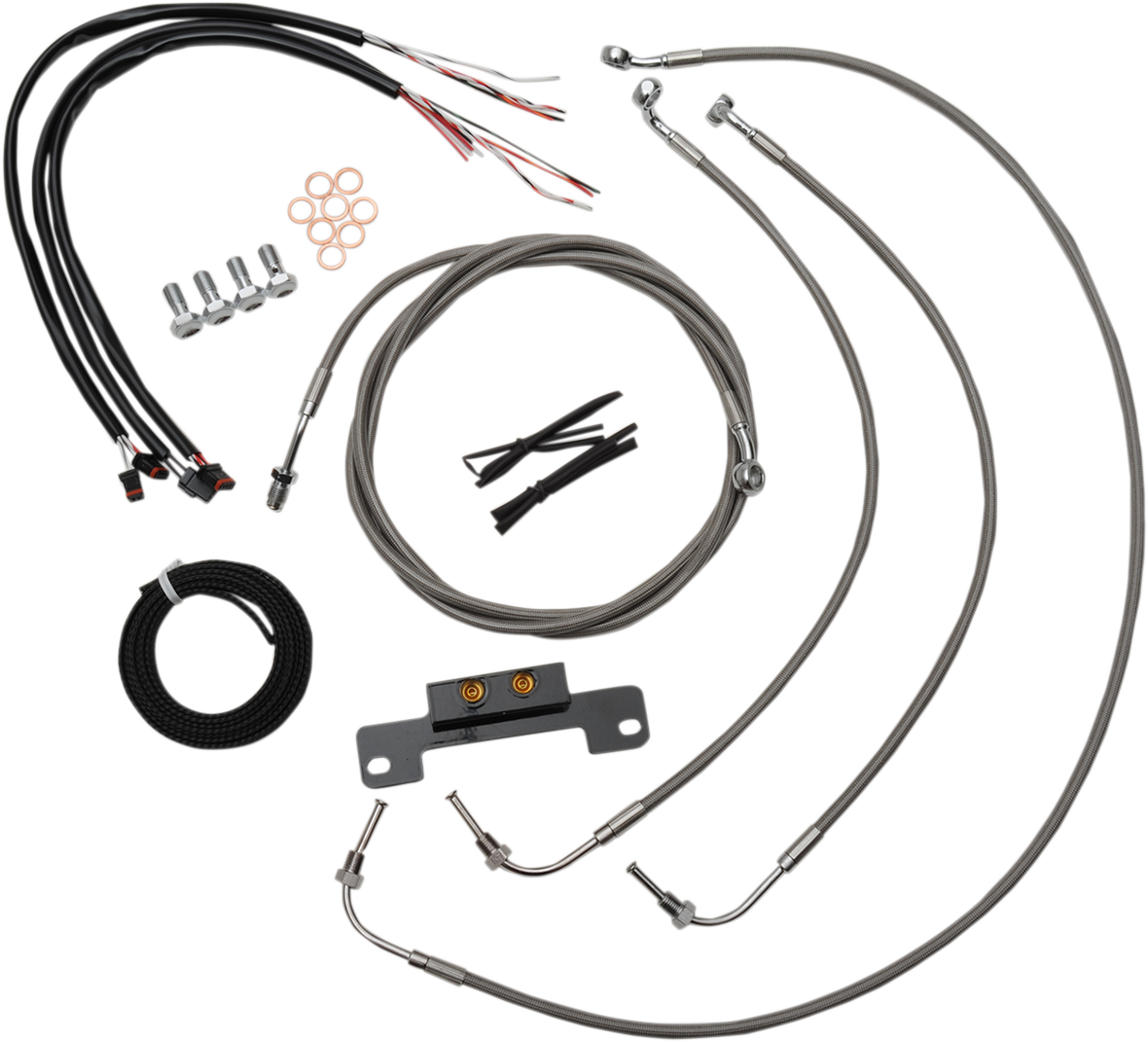 Handlebar Cable/Brake Line Kit - Complete - 15" - 17" Ape Hanger Handlebars - Stainless