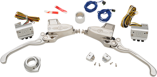 Chrome 9/16" Master Cylinder Hydraulic Handlebar Control Set
