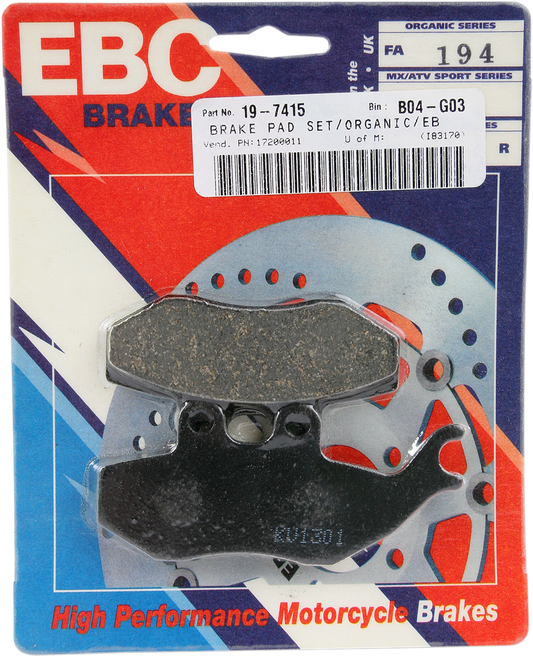 Organic Brake Pads - FA194