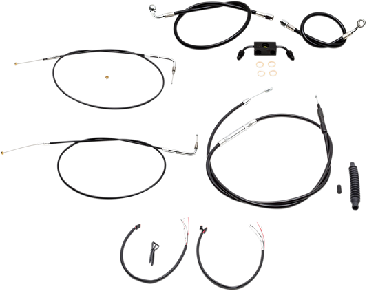 Handlebar Cable/Brake Line Kit - Complete - 15" - 17" Ape Hanger Handlebars - Black Vinyl