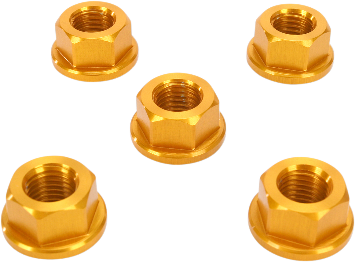 Aluminum Sprocket Nuts - Gold - 10 mm x 1.25