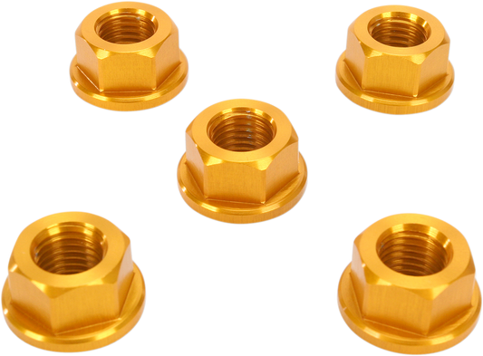 Aluminum Sprocket Nuts - Gold - 10 mm x 1.25