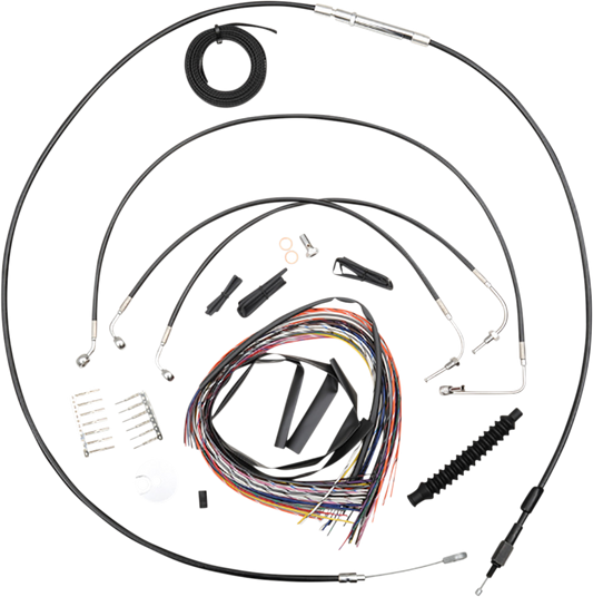 Handlebar Cable/Brake Line Kit - Complete - 18" - 20" Ape Hanger Handlebars - Black Vinyl