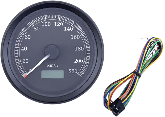 Universal 3-3/8" Programmable Electronic Speedometer - KPH - Black Face - Black Bezel