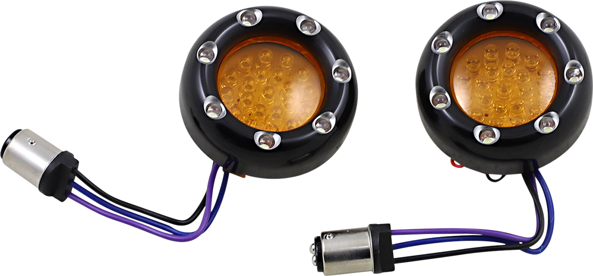 LED Light Kit for Factory Turn Signal Housing - Amber/White - Black