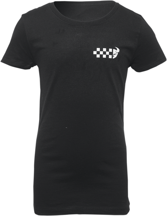 Girl's Checkers T-Shirt - Black - XS