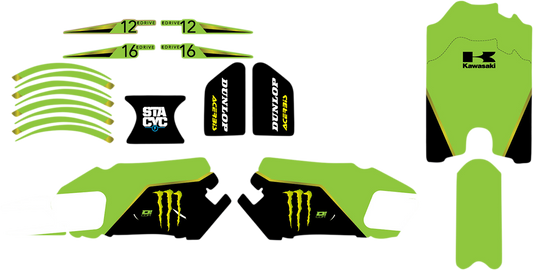 Graphics Kit for STACYC® Stability Cycles - Monster® Energy - Green