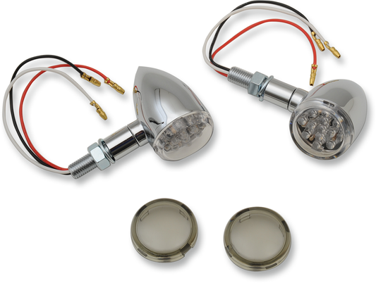 LED Marker Lights - Chrome/Red - Smoke Lens