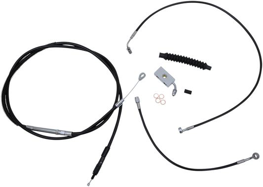 Complete Black Vinyl Braided Handlebar Cable/Brake Line Kit for 12" - 14" Ape Hanger Handlebars ABS8379462469