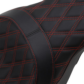 Forward Positioned Predator 2-Up Seat - Double Diamond - Red Stitched